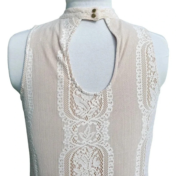 Cream Lace over Nude Short Lace Slip Cocktail Dress by Fire Los Angeles SZ SM - Picture 12 of 13